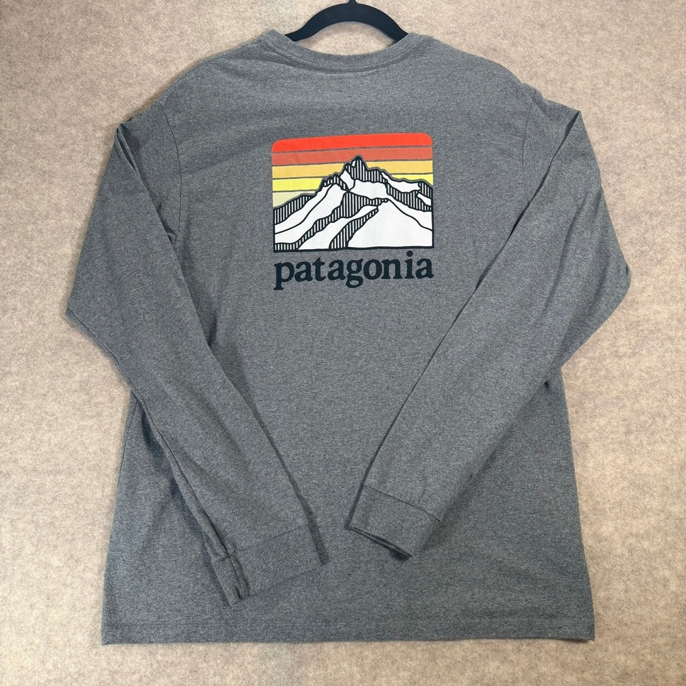 Patagonia Responsibili-Tee Long Sleeve Gray Sunset Mountain Graphic Shirt‎ 38517 - Picture 5 of 8